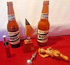 Vintage 7 Pc. LOT BOTTLES & STOPPERS Wood Metal Misc. — photo 1
