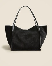 J.Crew Large Berkeley Tote Carryall Bag in Black Suede And Leather NWT
