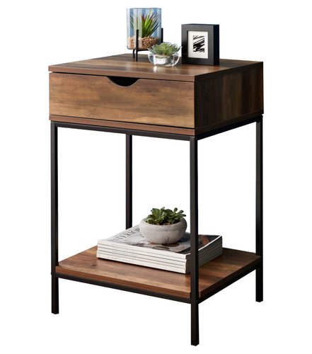 1 Drawer Wooden Bedside Table Bedroom Furniture Storage Nightstand Side ...