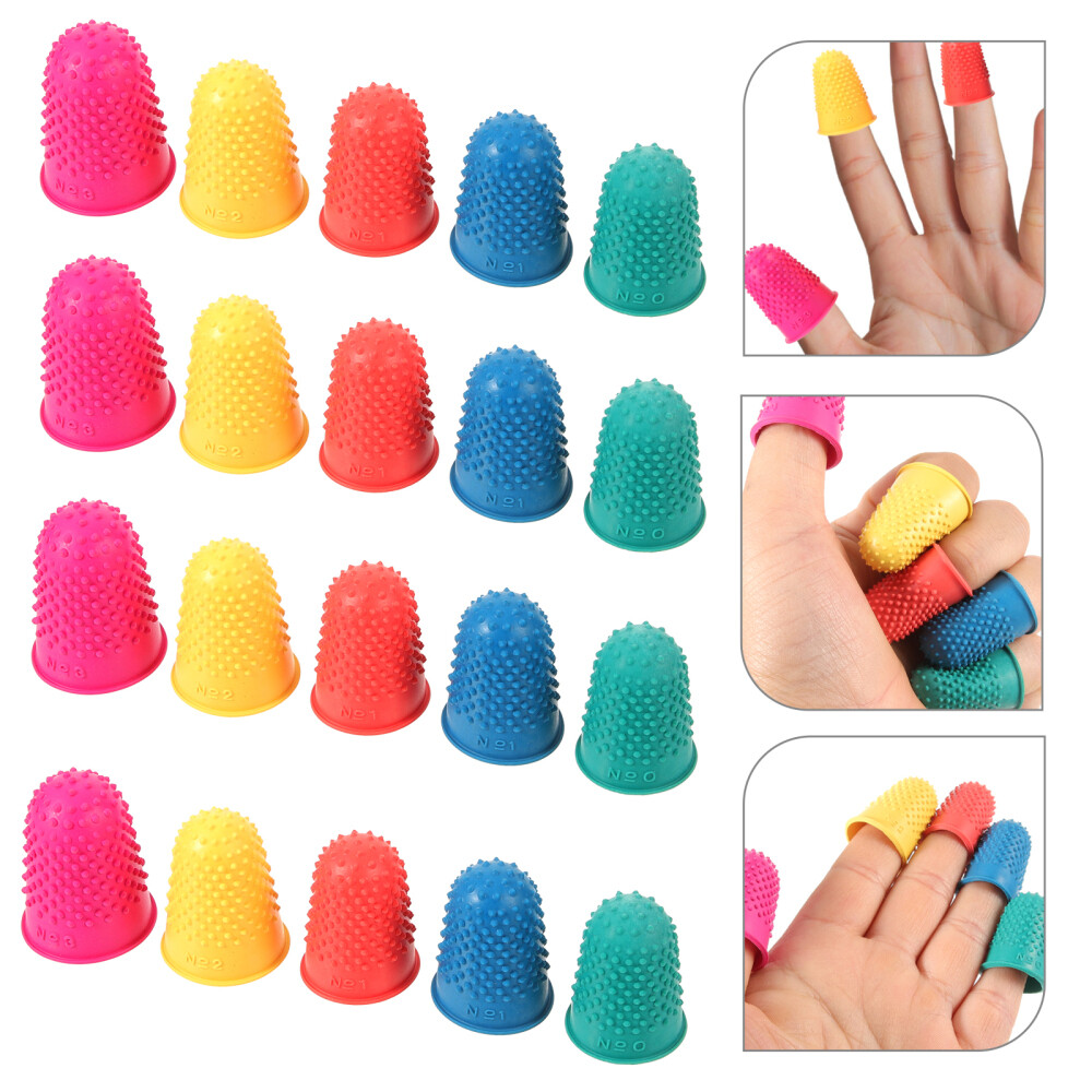 20 Pcs Rubber Fingers Tips Grips for Sorting Paper Wear-resistant Covers