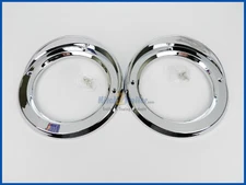 (2) Round Chrome Bezels/Covers w/visor 4" Grommet Mount LED Stop Turn Tail Light