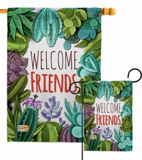 Welcome Friends Garden Flag Floral Spring Decorative Gift Yard House Banner