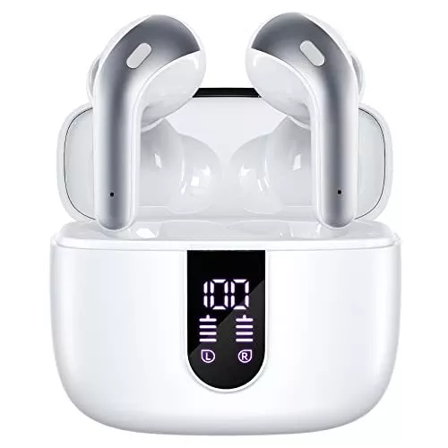 Bluetooth Headphones Wireless Earbuds 60H Playback LED Power Display Earphones