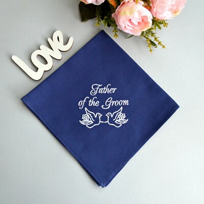 Father in Law Wedding Gift from Bride Embroidered Navy Cotton