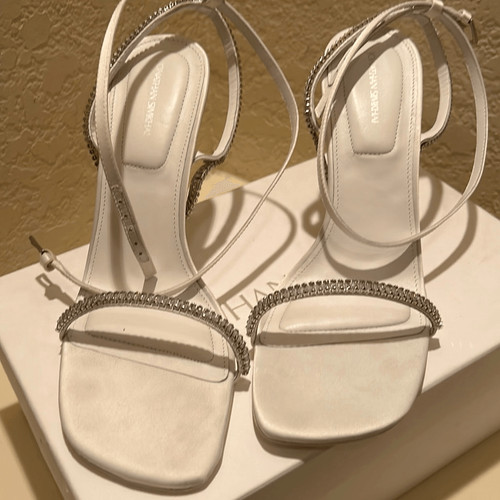 Jonathan Simkhai Women's Size 40 Luxon Crystal Harness Sandal White Wrap Heel