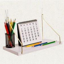 Cubicle Shelf For Fabric Walls With Hooks 12x6.0in White Wooden Cubicle Shelf...