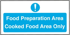 Food Safety Hygiene Cooked Food Preperation Area Self Adhesive Vinyl Sticker