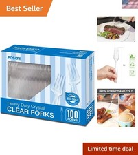 Large Heavyweight Clear Disposable Forks - 100 elegant utensils for Gatherings