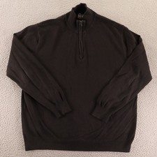 Jos A Bank Sweater Mens L Black 100 Cotton 1/4 Zip Pullover Signature Knit