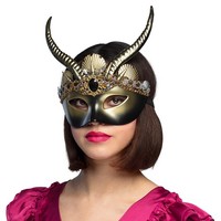 Augenmaske Voodoo Yemoja Mit HöRnern Edle Grusel-Maske FüR Halloween Karneval