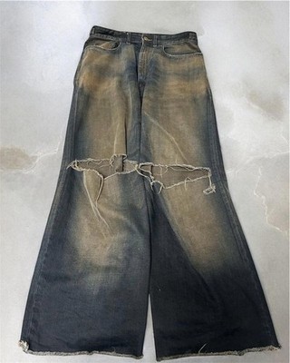 rare* Balenciaga Skater Destroyed Denim Pants Dark Blue | eBay