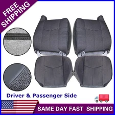 Driver & Passenger Cloth Seat Cover Dark Gray For 2003-2007 GMC 1500 2500 3500HD