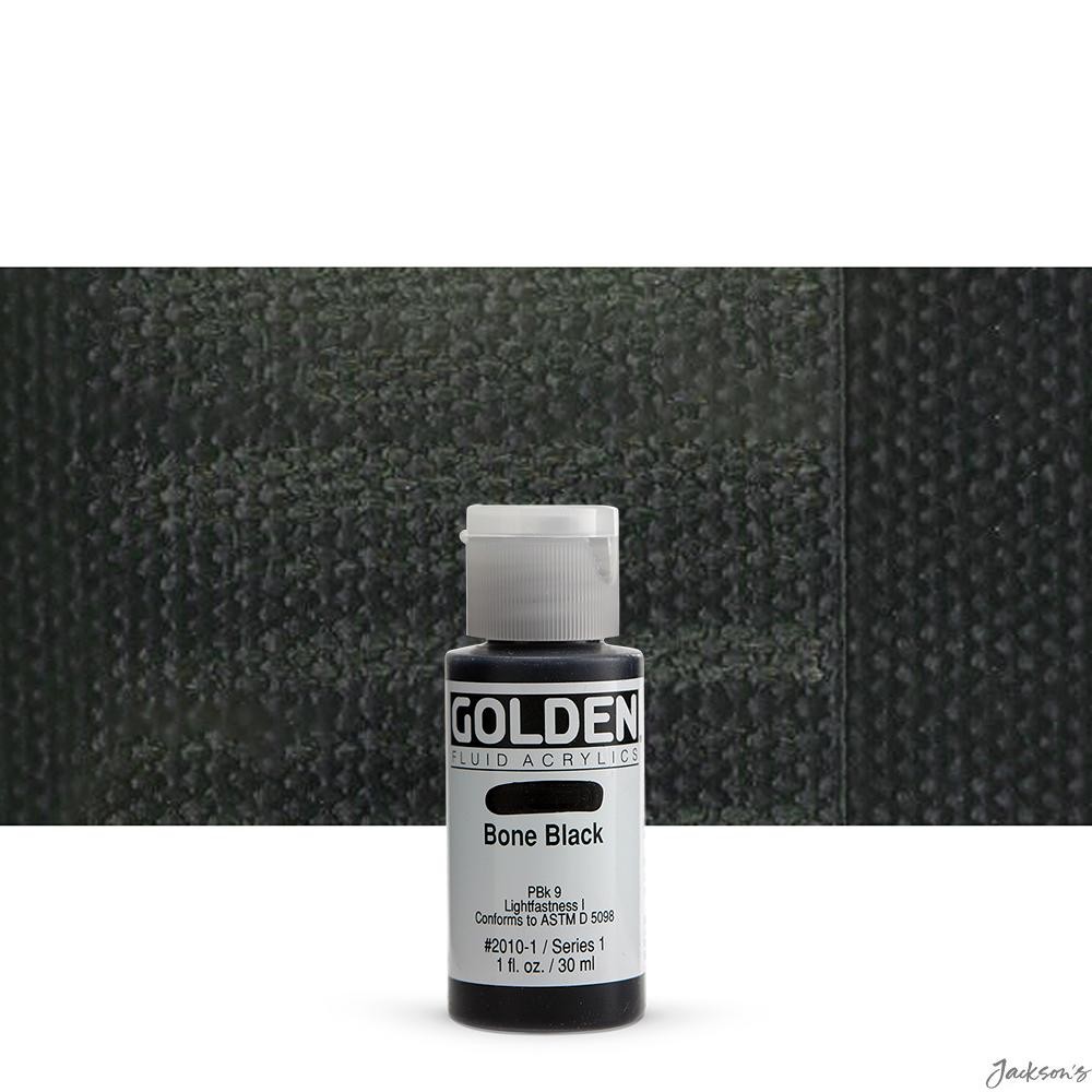 Golden Fluid Acrylic Paint Bone Black 30ml 1oz Bottle For Spraying Brushing S...