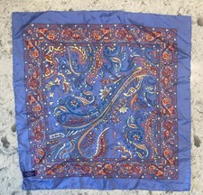 Vintage Ralph Lauren Purple Label Multicolor Paisley Italian Silk Pocket Square