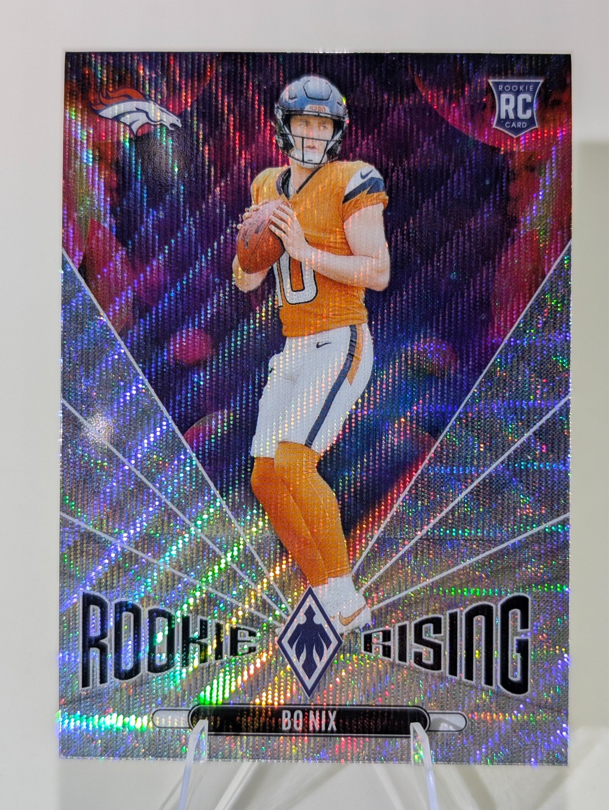 2024 Panini Phoenix Bo Nix #RR-BNX RC Rookie Rising Silver Wave Denver Broncos