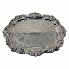 Oneida Silver Artistry Plated Tray Rose Floral Rectangular Oval 20"x15.5"