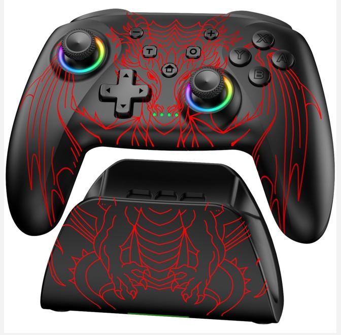 Wireless PC Controller,Hall Effect Joysticks for PC/Switch 2/Switch+charger dock