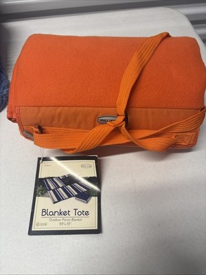 Picnic Time Blanket Tote Outdoor Picnic Blanket 59x51 Orange Portable