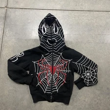 MJC Collection Hoodie Toddler 2 Black Full Zip Spider Web Graphic Sweatshirt