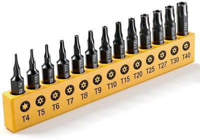 DTTIYXI Torx Star Punch & Security Bit Set 13PCS 1-Inch, S2 Steel Black