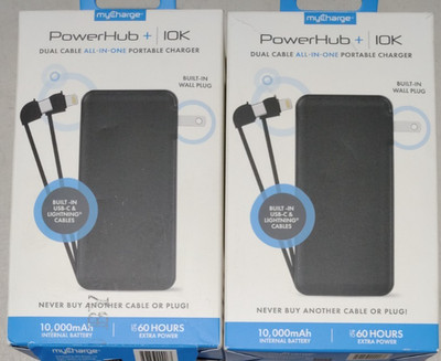 2X myCharge - 10,000 mAh Portable Charger for Most USB-C and Apple Devices Black
