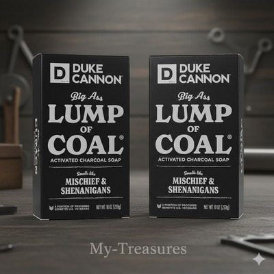 NEW Lot of 2 Duke Cannon Big Ass LUMP of COAL Charcoal Soap 10oz Bars Wash Gift