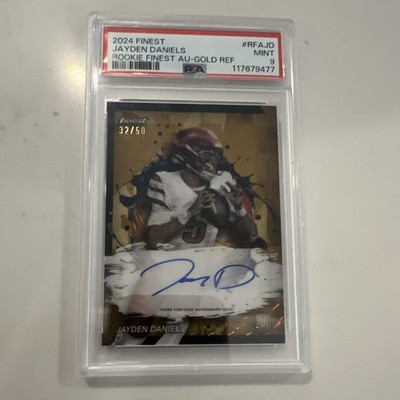 Topps 2024 Finest Jayden Daniels #RFA-JD Gold Refractor /50 Auto RC PSA 9 32/50