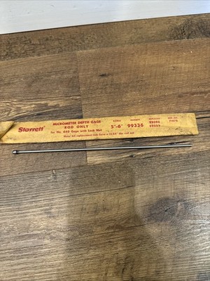 Starrett Micrometer Depth Gauge Rod Only 5-6  99336 For 440 Gage w Lock Nut