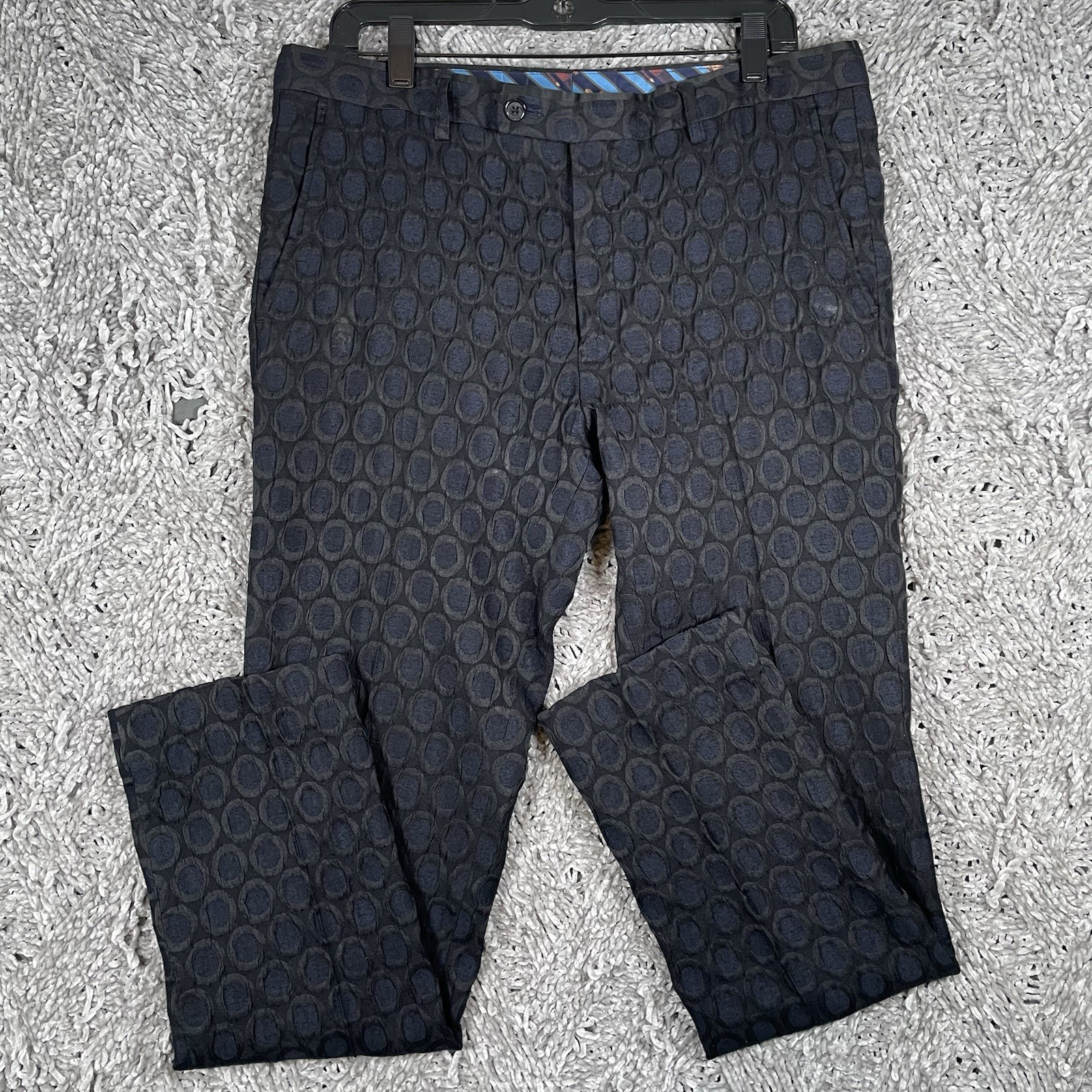 Paisley And Gray Dress Pants Men’s Size 34x32 Slim Fit Black Blue Textured Form