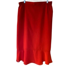Tally Taylor Red Trumpet Midi Skirt SZ 18 W Lined Layered Christmas 90's VTG