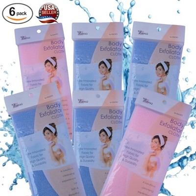 Exfoliating Beauty Body Wash Cloth Towel Scrubber Bath Shower Cleaner. 6 PCS