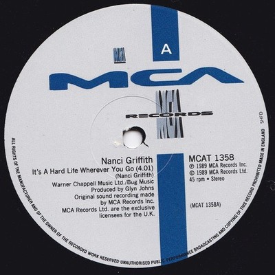 Nanci Griffith - It's A Hard Life Wherever You Go (12'', Single)