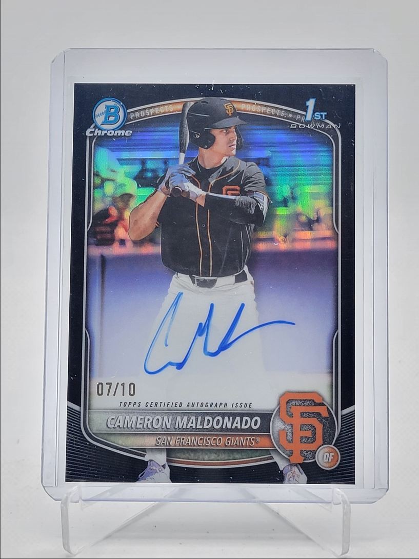 CAMERON MALDONADO 2025 BOWMAN CHROME DRAFT 1ST BLACK REFRACTOR AUTO /10 Q3967