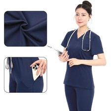 V-Neck Women Nurse Uniform Suit Women Medical Scrubs Top and Pants Daily wear