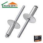 EXTRA LARGE FLANGE HEAD POP RIVETS OPEN BLIND ALUMINIUM/STEEL 3.2mm 4.0mm 4.8mmØ