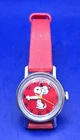 Vintage 1958 Peanuts "Snoopy" Mechanical Wind-Up Kids' Watch w/Red Band *WORKS*