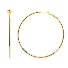 Hoop Earrings for Women 14K Plated, 925 Sterling Silver Post 60mm Gold