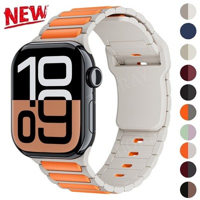 Armband für Apple Watch Series 5 6 7 8 9 10 11 Ultra 42-49mm Silikon Magnet Band