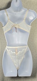 Victoria's Secret Dream Angels Ivory Beaded Lace Bra Panty Set NWT 38C XL Bridal