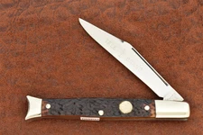 BOKER TREE BRAND USA JIGGED BROWN DELRIN FISHTAIL LONG PULL JACK KNIFE (26889)