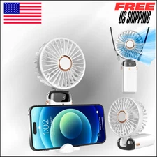 Handheld Fan with Base, Battery Operated, Digital Display, Rechargeable Mini Fan