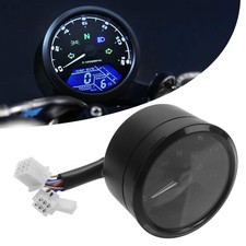 Black Digital Gauge Motorbike Speedometer Tachometer Odometer Mph Kmh Universal