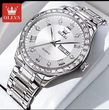 OLEVS Luxury Men's Quartz Watch Stainless Steel, Dual Calendar, Business Model
