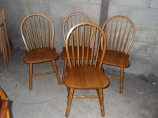 4 x Vintage Mid Century Farmhouse Dining Chairs Wooden Pine Seats