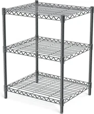 3-Tier Grey Heavy-Duty Storage Rack - Adjustable Metal Shelves for Versatile Use