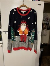 Men's Jolly Sweaters Hunting Santa "UGLY" Christmas Sweater Acrylic Size Medium