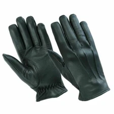 Men's Leather Police Top Quality Soft Genuine Real Driving Gloves Unlined Black