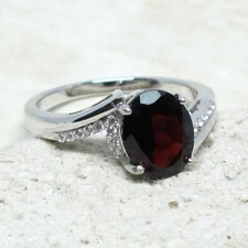 SUPERB 2 CT GENUINE AFRICAN GARNET 925 STERLING SILVER RING SIZE 5-10