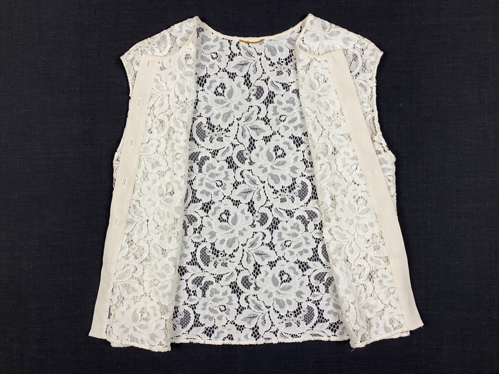 Camicia top donna Saint Laurent bianco pizzo