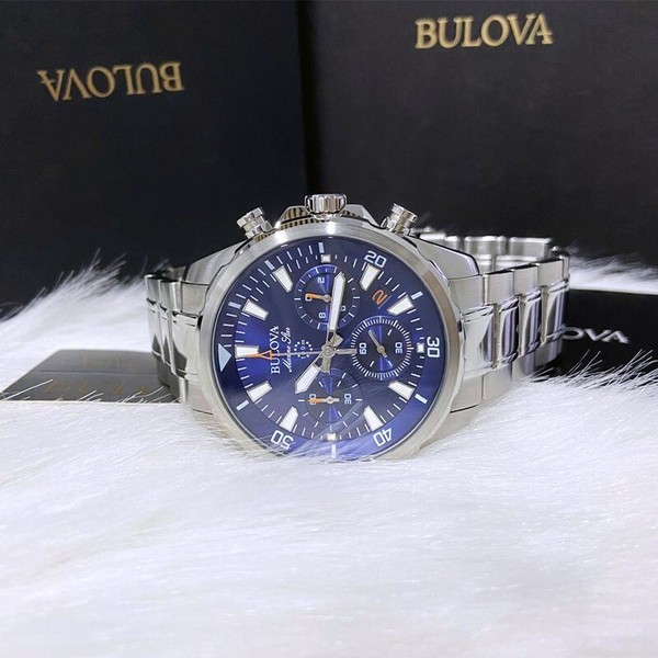 Bulova Classic Blue Marine Star Nuevo Hombre Acero Inoxidable 96B256 Reloj (43MM) 2